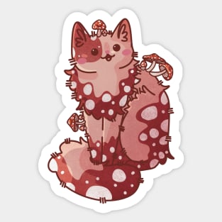 Toadstool Mushroom Kawaii Cat Sticker